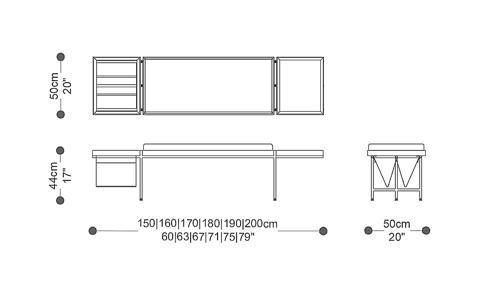 Image of the main dimensions of the product